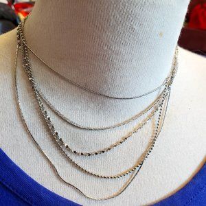 13" Silver Tone Layered Collar Style Necklace Dress Casual Fashion Women Design